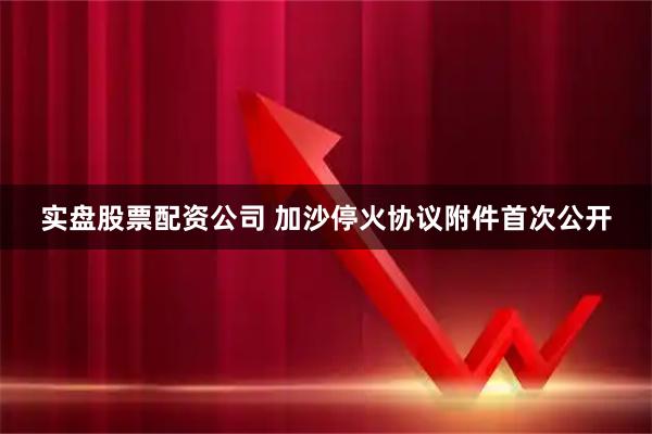 实盘股票配资公司 加沙停火协议附件首次公开